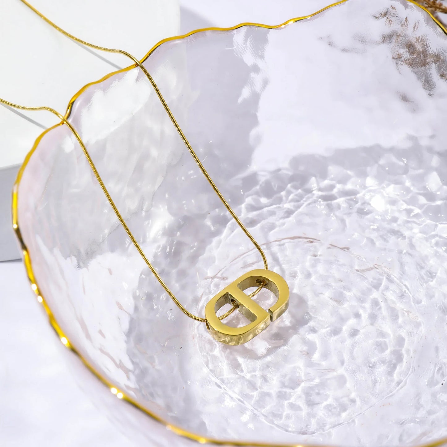 قلادة حرف CD مصنوعة من الفولاذ التيتانيوم غير قابلة للتلاشي مجوهرات أنثوية على الطراز الأوروبي والأمريكي عبر الحدود بسيطة وأنيقة على شكل سلسلة الترقوة