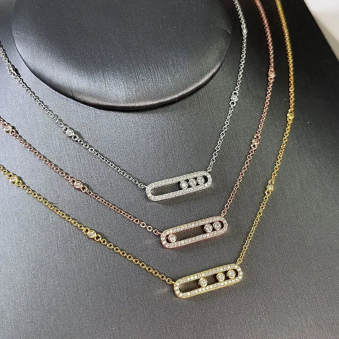 قلادة مجوهرات من الفضة الإسترلينية 100% 925 بتصميم متحرك من الألماس الفاخر من علامة ميسيكا التجارية عالية الجودة كهدية