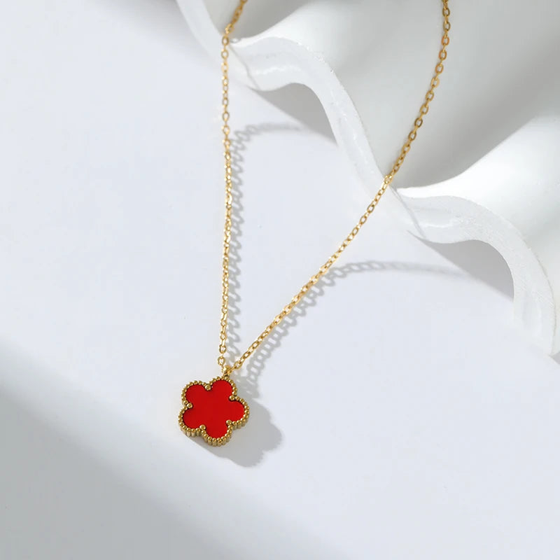 Van Cleef Colorful Five-Leaf Necklace