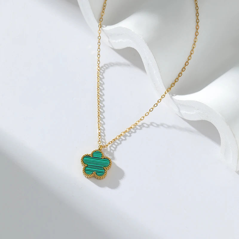 Van Cleef Colorful Five-Leaf Necklace